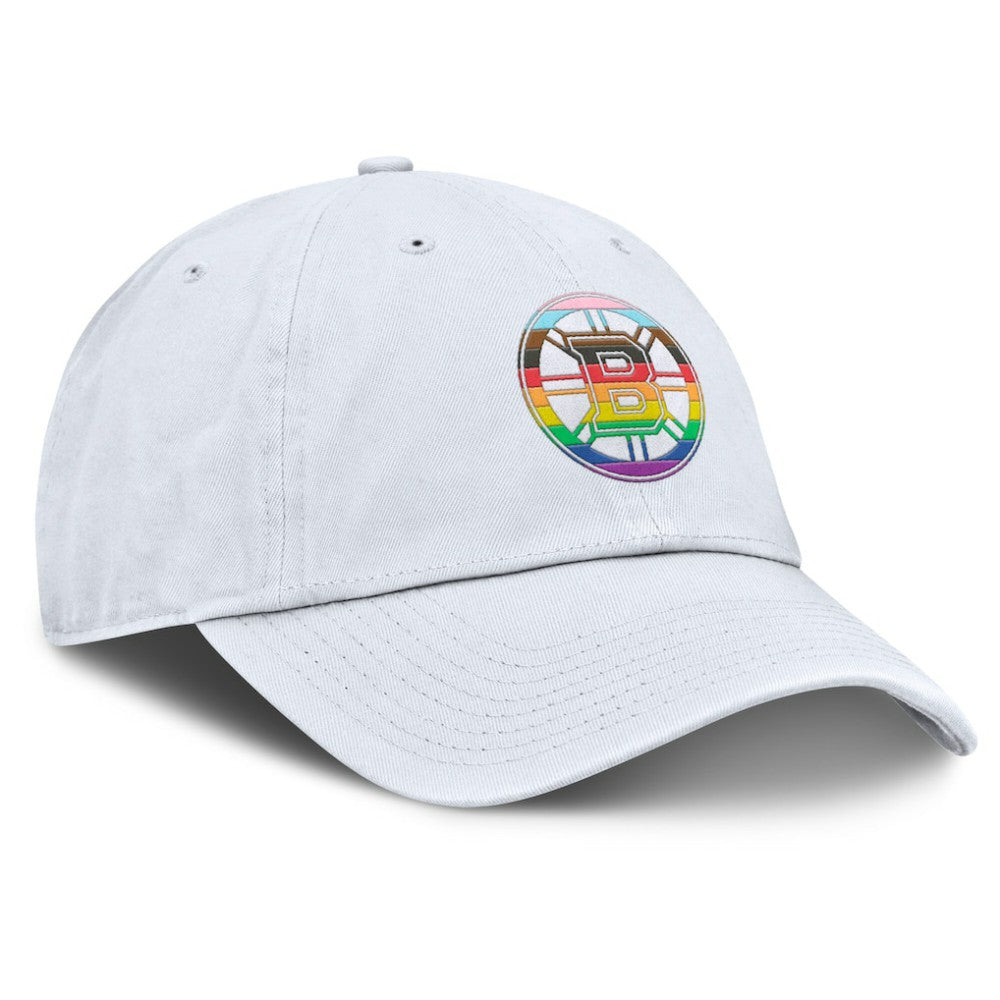 NHL White Boston Bruins Fanatics PRIDE Adjustable Hat