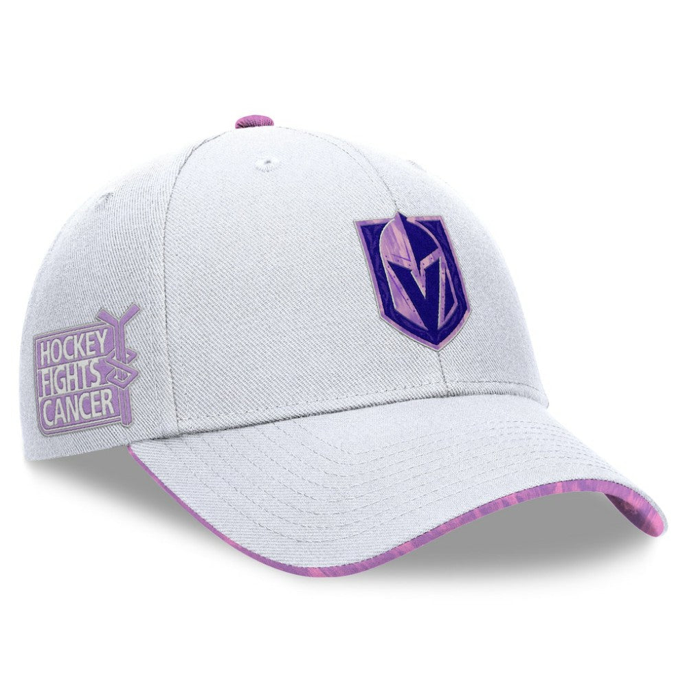 NHL White Vegas Golden Knights Fanatics Authentic Pro Hockey Fights Cancer Adjustable Hat
