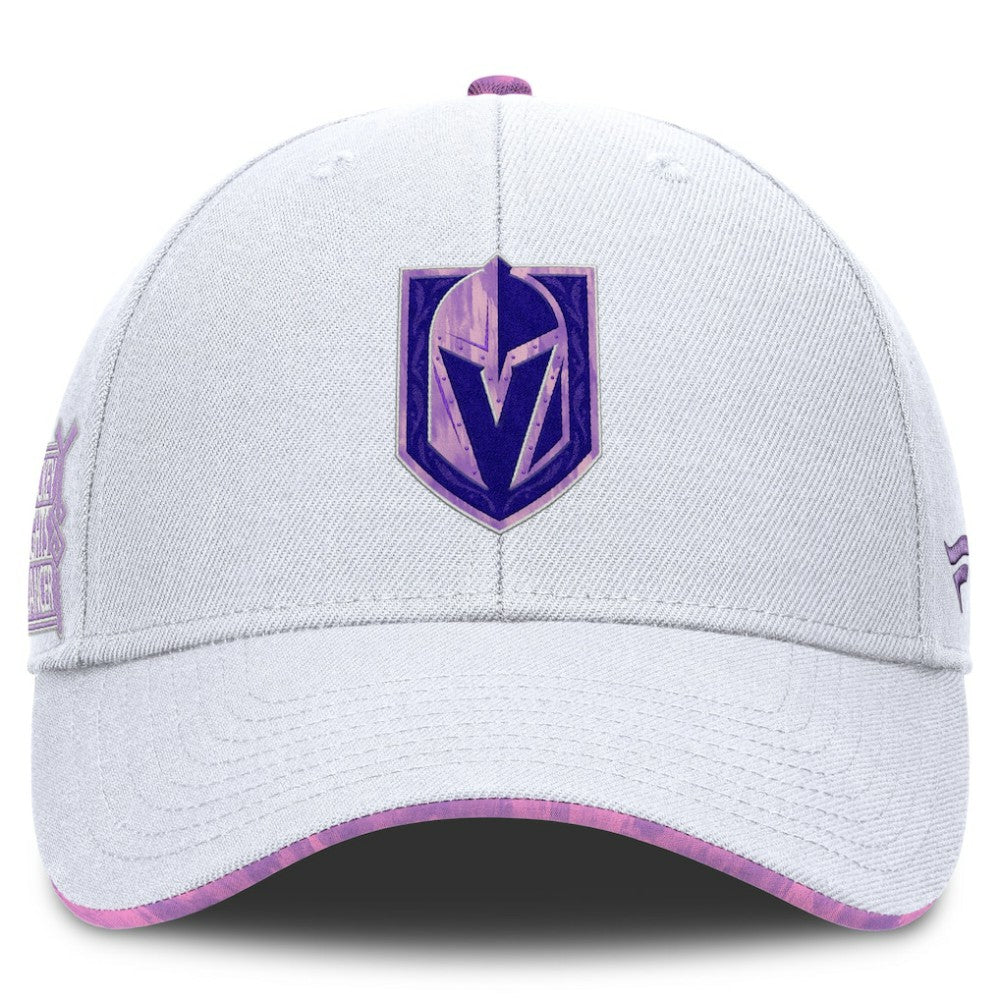 NHL White Vegas Golden Knights Fanatics Authentic Pro Hockey Fights Cancer Adjustable Hat