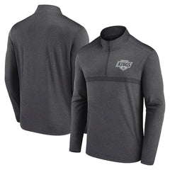 NHL Heather Charcoal Los Angeles Kings Logo Athletic Head-to-Head Raglan Quarter-Zip Top