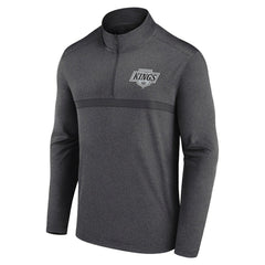 NHL Heather Charcoal Los Angeles Kings Logo Athletic Head-to-Head Raglan Quarter-Zip Top