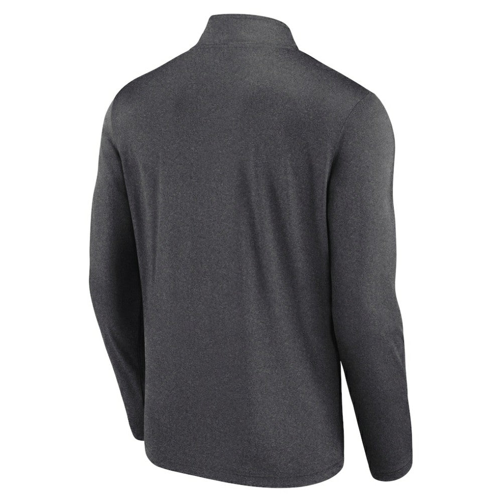 NHL Heather Charcoal Los Angeles Kings Logo Athletic Head-to-Head Raglan Quarter-Zip Top