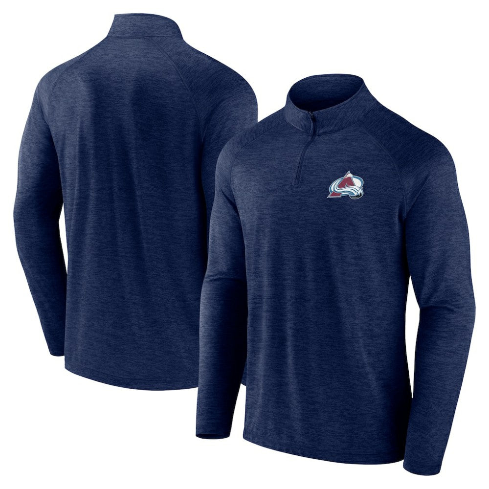 NHL Navy Colorado Avalanche Logo Athletic Head-to-Head Raglan Quarter-Zip Top