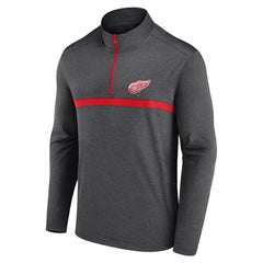 NHL Heather Charcoal Detroit Red Wings Logo Athletic Head-to-Head Raglan Quarter-Zip Top