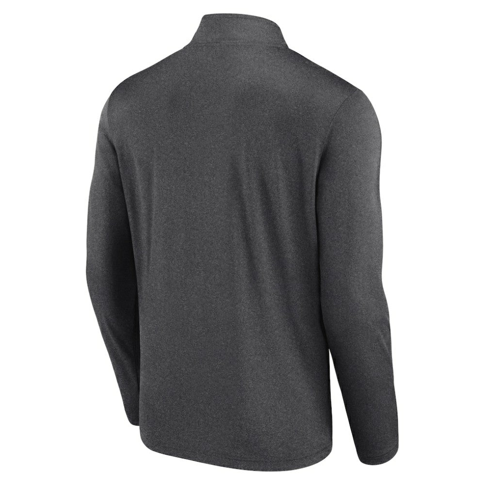 NHL Heather Charcoal Detroit Red Wings Logo Athletic Head-to-Head Raglan Quarter-Zip Top