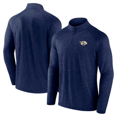NHL Navy Nashville Predators Logo Athletic Head-to-Head Raglan Quarter-Zip Top