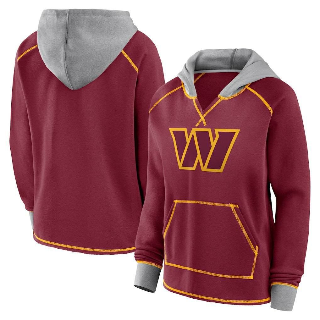 Logo Athletic Women's Boom Fleece Pullover V-Neck Hoodie - Washington Commanders