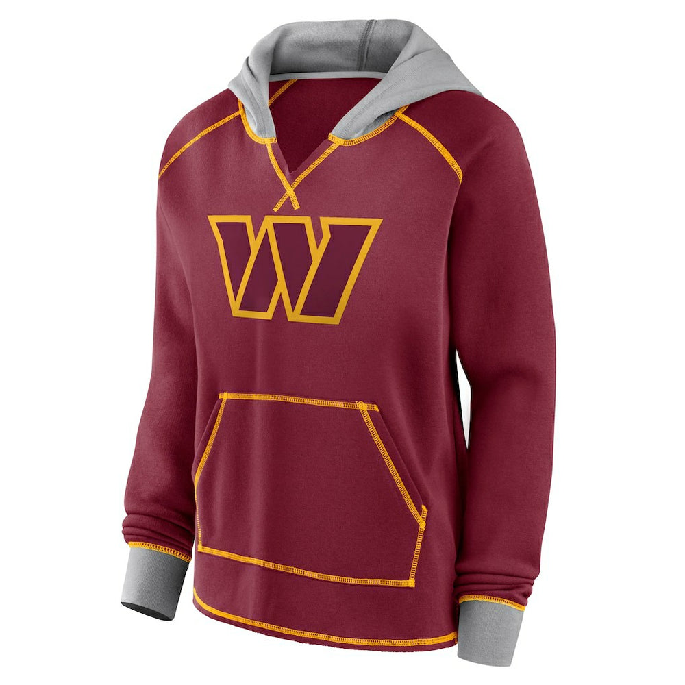 Logo Athletic Women's Boom Fleece Pullover V-Neck Hoodie - Washington Commanders