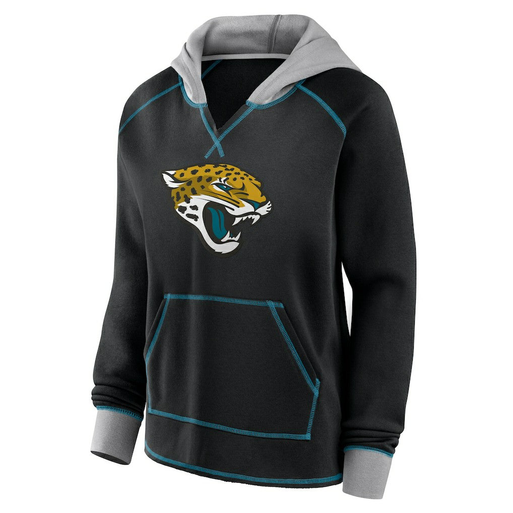 Logo Athletic Women's Boom Fleece Pullover V-Neck Hoodie - Jacksonville Jaguars