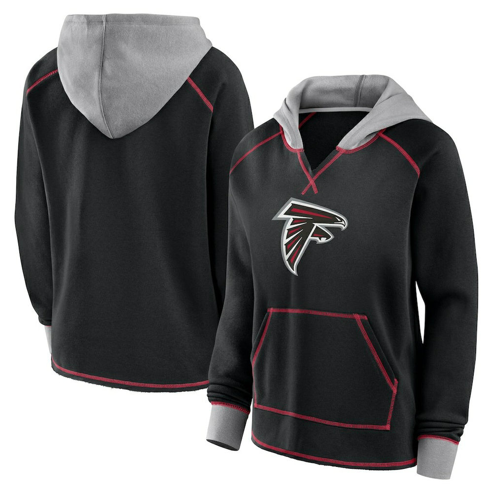 Logo Athletic Women's Boom Fleece Pullover V-Neck Hoodie - Atlanta Falcons