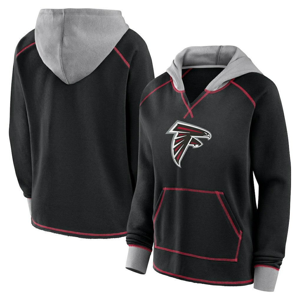Logo Athletic Women's Boom Fleece Pullover V-Neck Hoodie - Atlanta Falcons