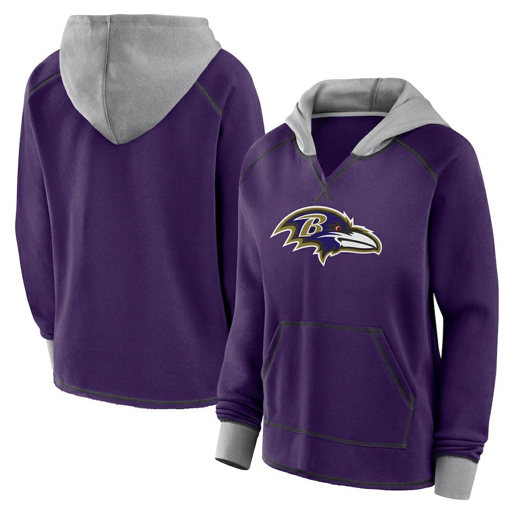 Logo Athletic Women's Boom Fleece Pullover V-Neck Hoodie - Baltimore Ravens