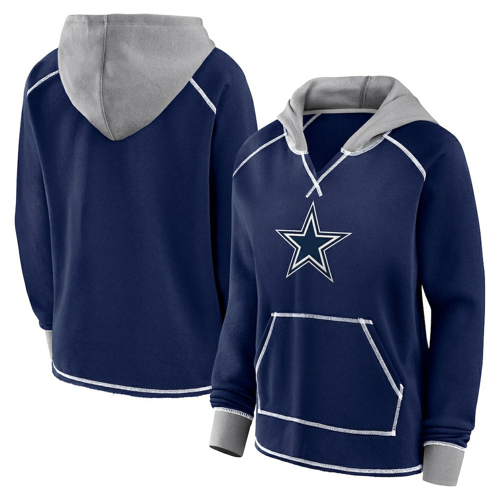 Logo Athletic Women's Boom Fleece Pullover V-Neck Hoodie - Dallas Cowboys
