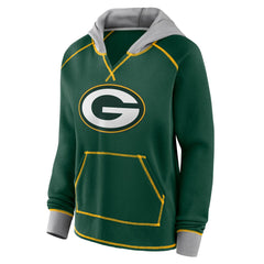 Logo Athletic Women's Boom Fleece Pullover V-Neck Hoodie - Green Bay Packers