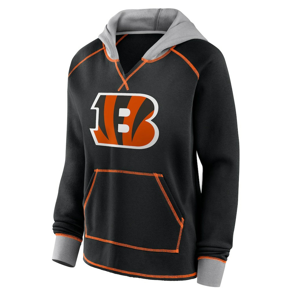 Logo Athletic Women's Boom Fleece Pullover V-Neck Hoodie - Cincinnati Bengals