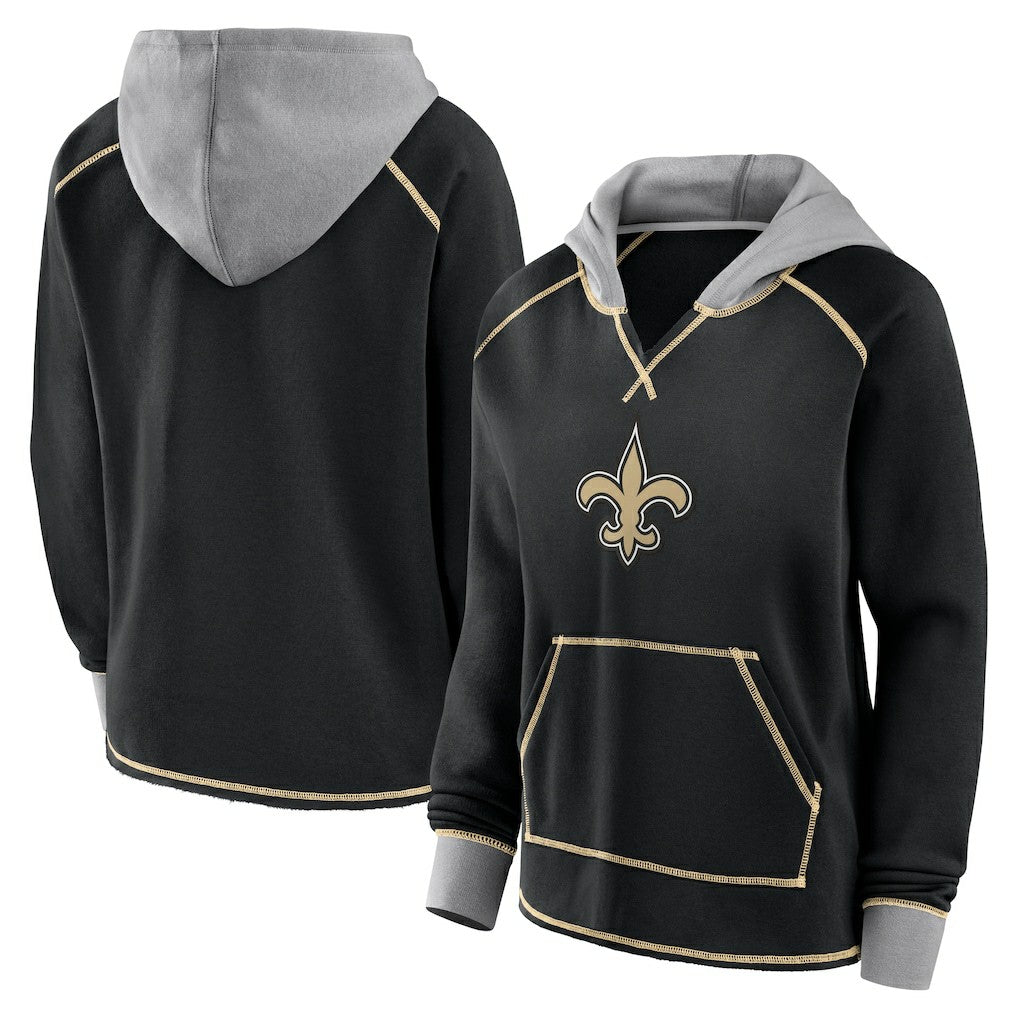 Logo Athletic Women's Boom Fleece Pullover V-Neck Hoodie - New Orleans Saints