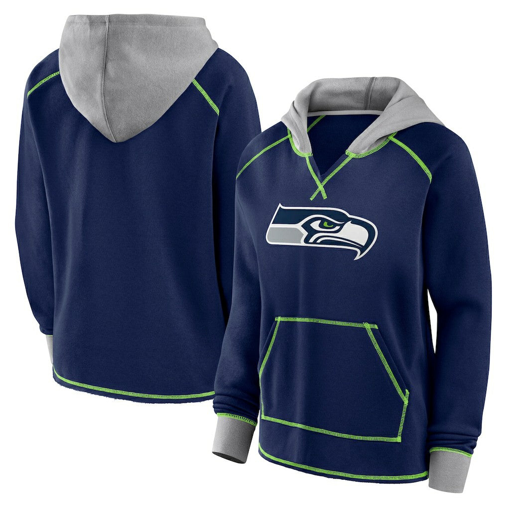 Logo Athletic Women's Boom Fleece Pullover V-Neck Hoodie - Seattle Seahawks