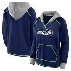Logo Athletic Women's Boom Fleece Pullover V-Neck Hoodie - Seattle Seahawks