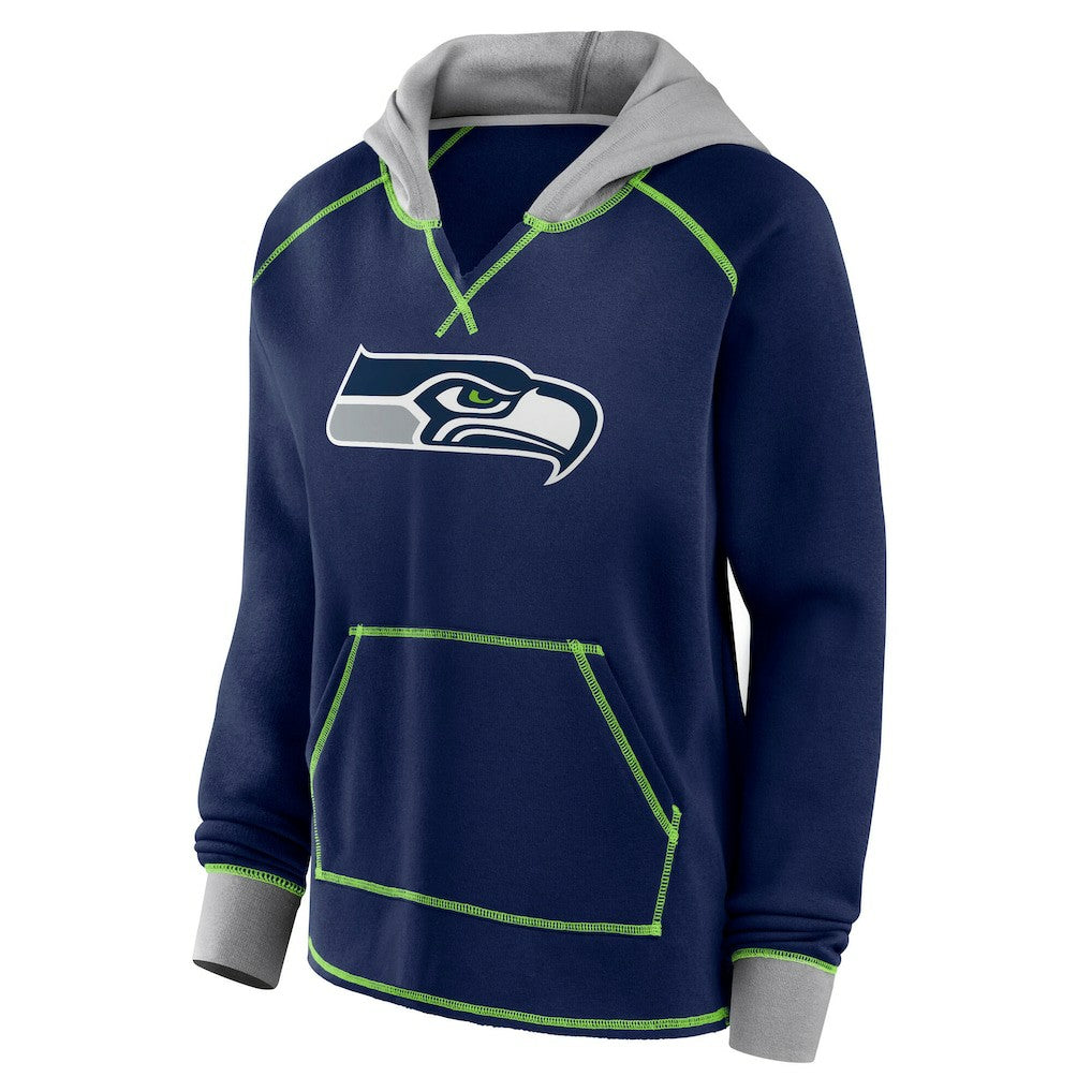 Logo Athletic Women's Boom Fleece Pullover V-Neck Hoodie - Seattle Seahawks