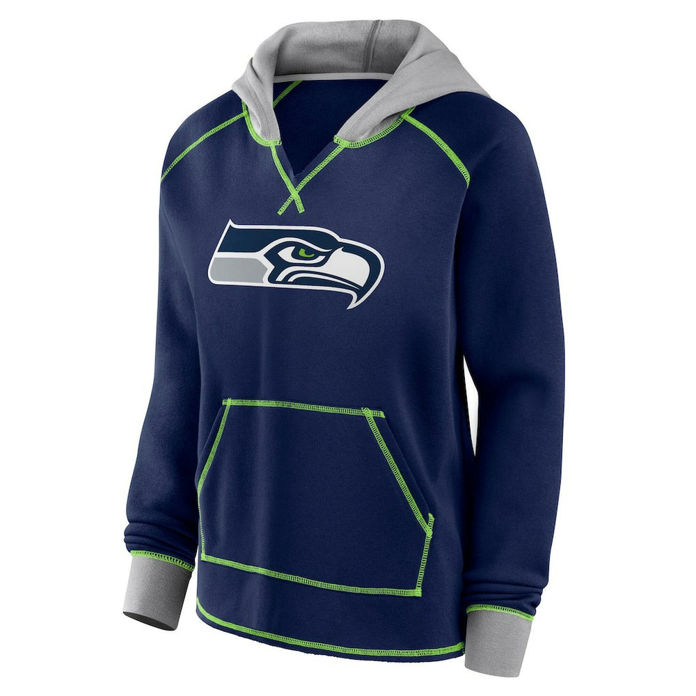 Logo Athletic Women's Boom Fleece Pullover V-Neck Hoodie - Seattle Seahawks