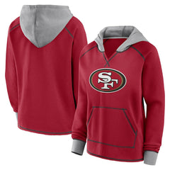 Logo Athletic Women's Boom Fleece Pullover V-Neck Hoodie - San Francisco 49ers