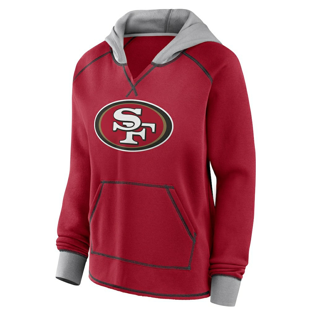 Logo Athletic Women's Boom Fleece Pullover V-Neck Hoodie - San Francisco 49ers
