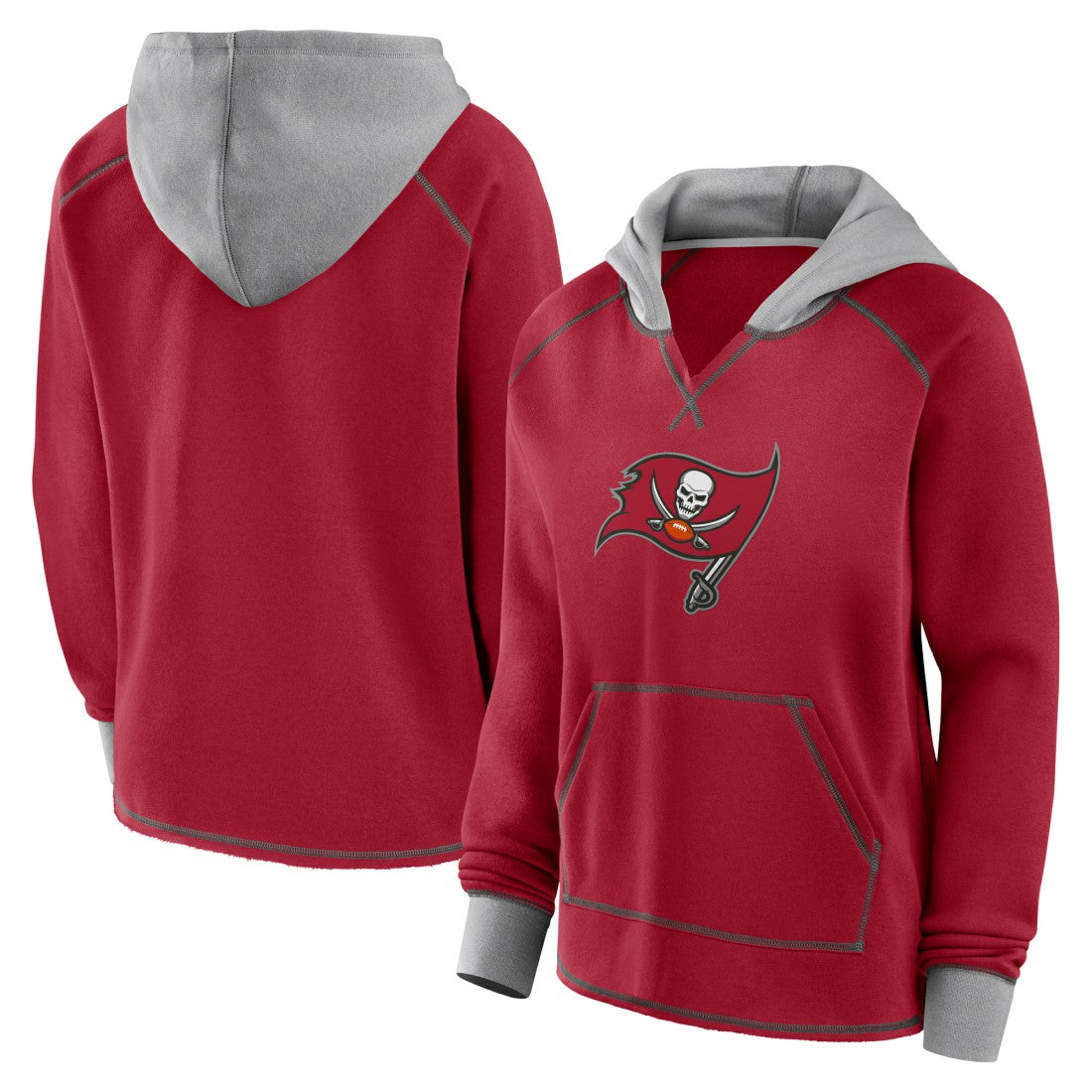 Logo Athletic Women's Boom Fleece Pullover V-Neck Hoodie - Tampa Bay Buccaneers