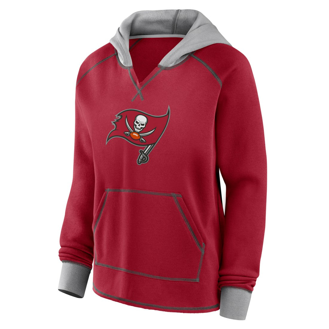 Logo Athletic Women's Boom Fleece Pullover V-Neck Hoodie - Tampa Bay Buccaneers