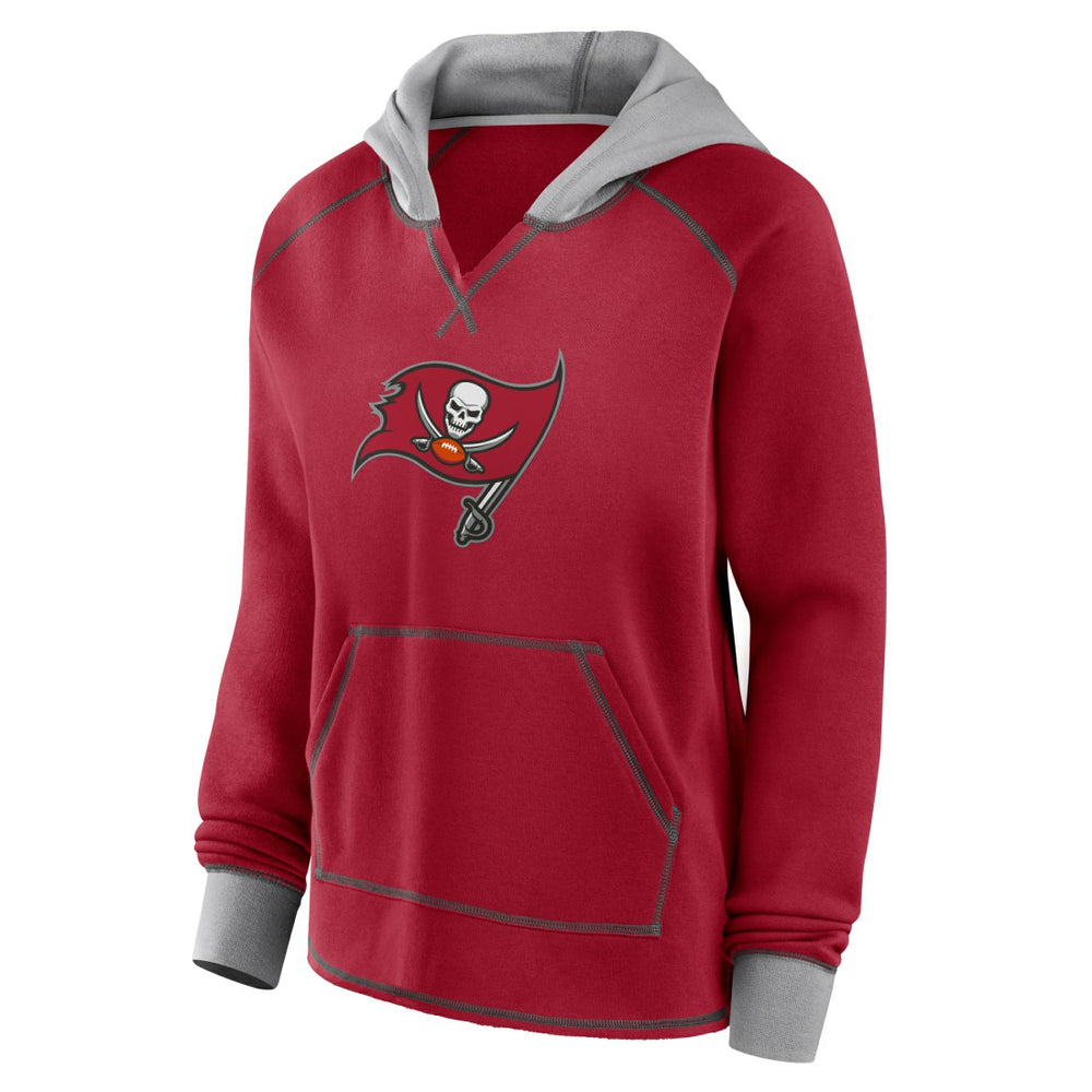Logo Athletic Women's Boom Fleece Pullover V-Neck Hoodie - Tampa Bay Buccaneers