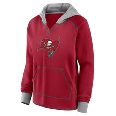Logo Athletic Women's Boom Fleece Pullover V-Neck Hoodie - Tampa Bay Buccaneers