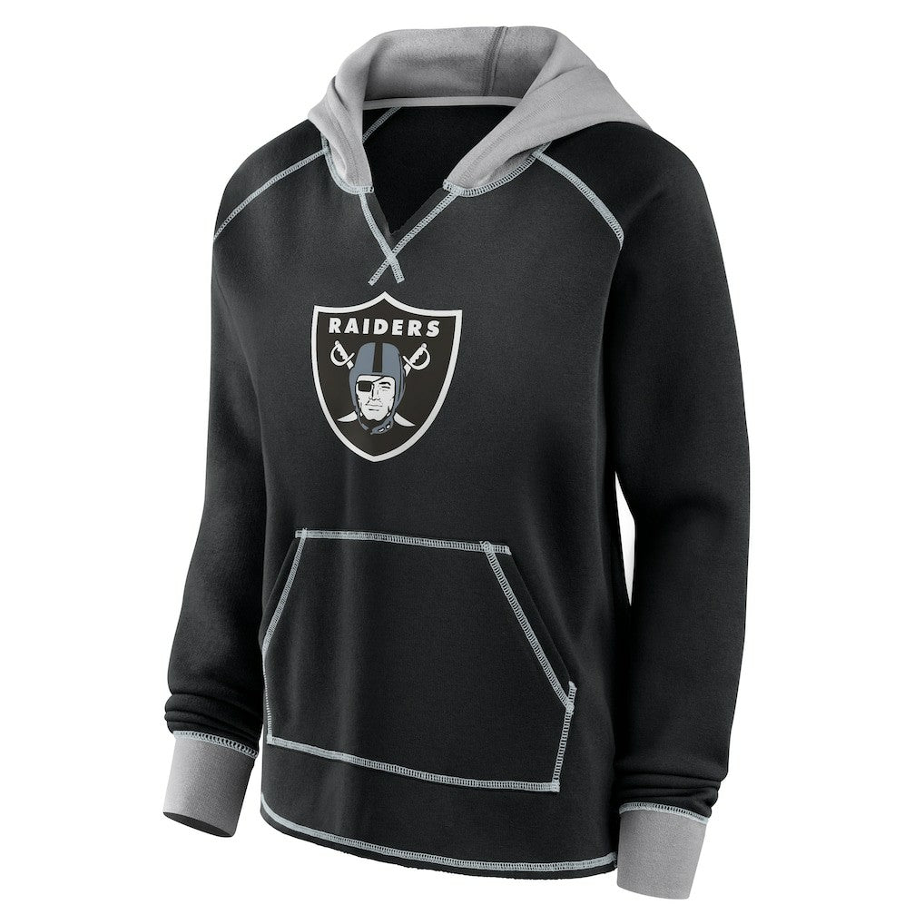 Logo Athletic Women's Boom Fleece Pullover V-Neck Hoodie - Las Vegas Raiders