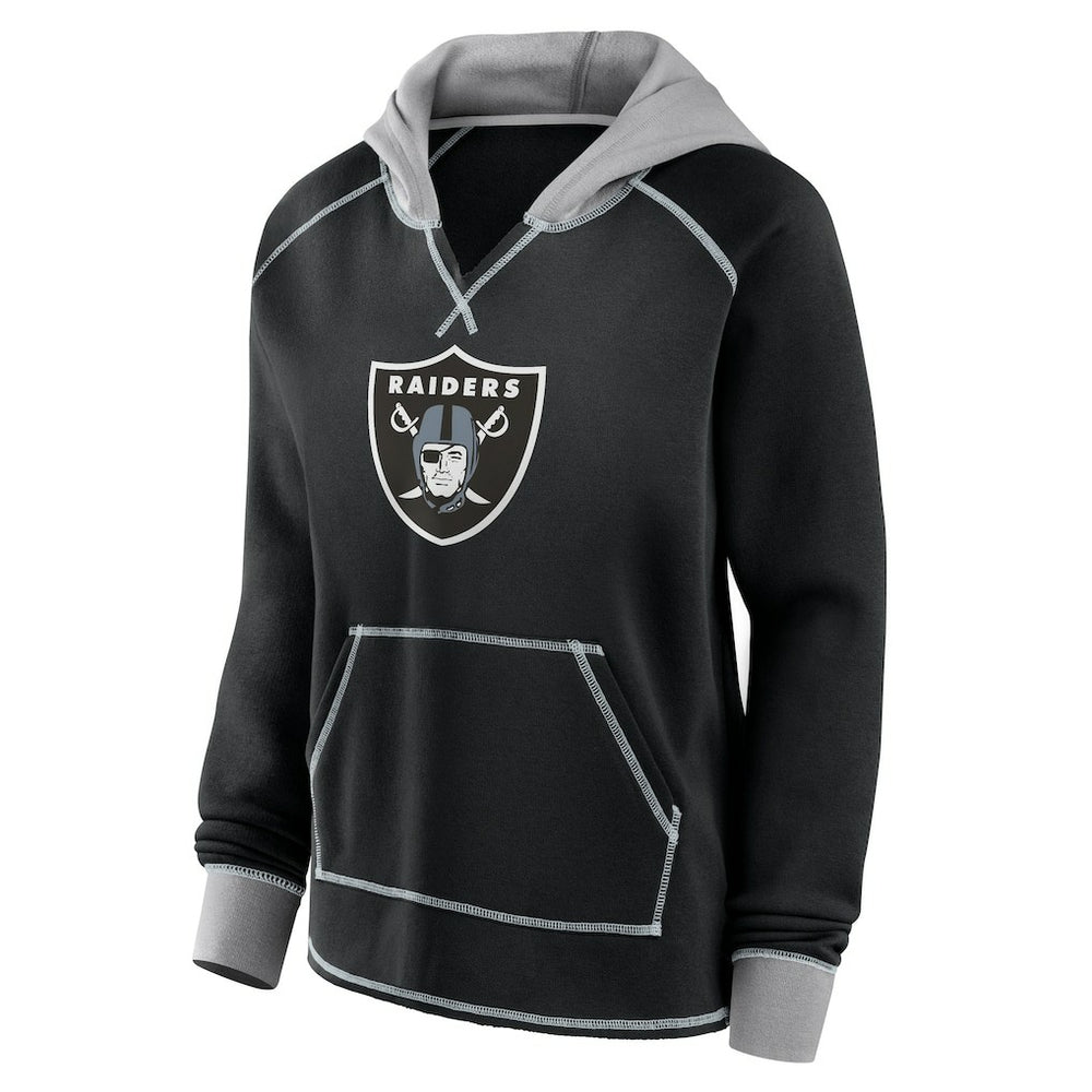 Logo Athletic Women's Boom Fleece Pullover V-Neck Hoodie - Las Vegas Raiders