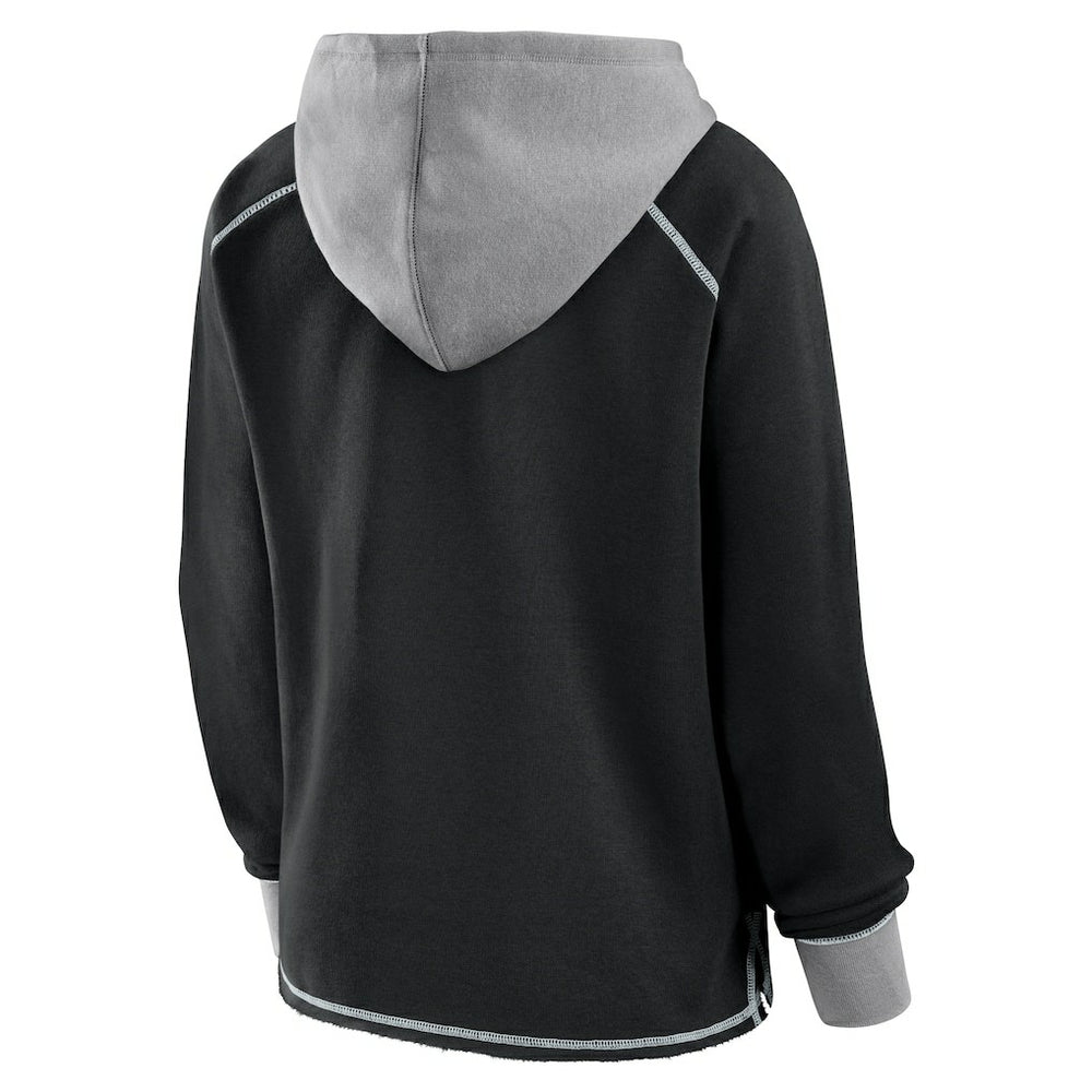 Logo Athletic Women's Boom Fleece Pullover V-Neck Hoodie - Las Vegas Raiders