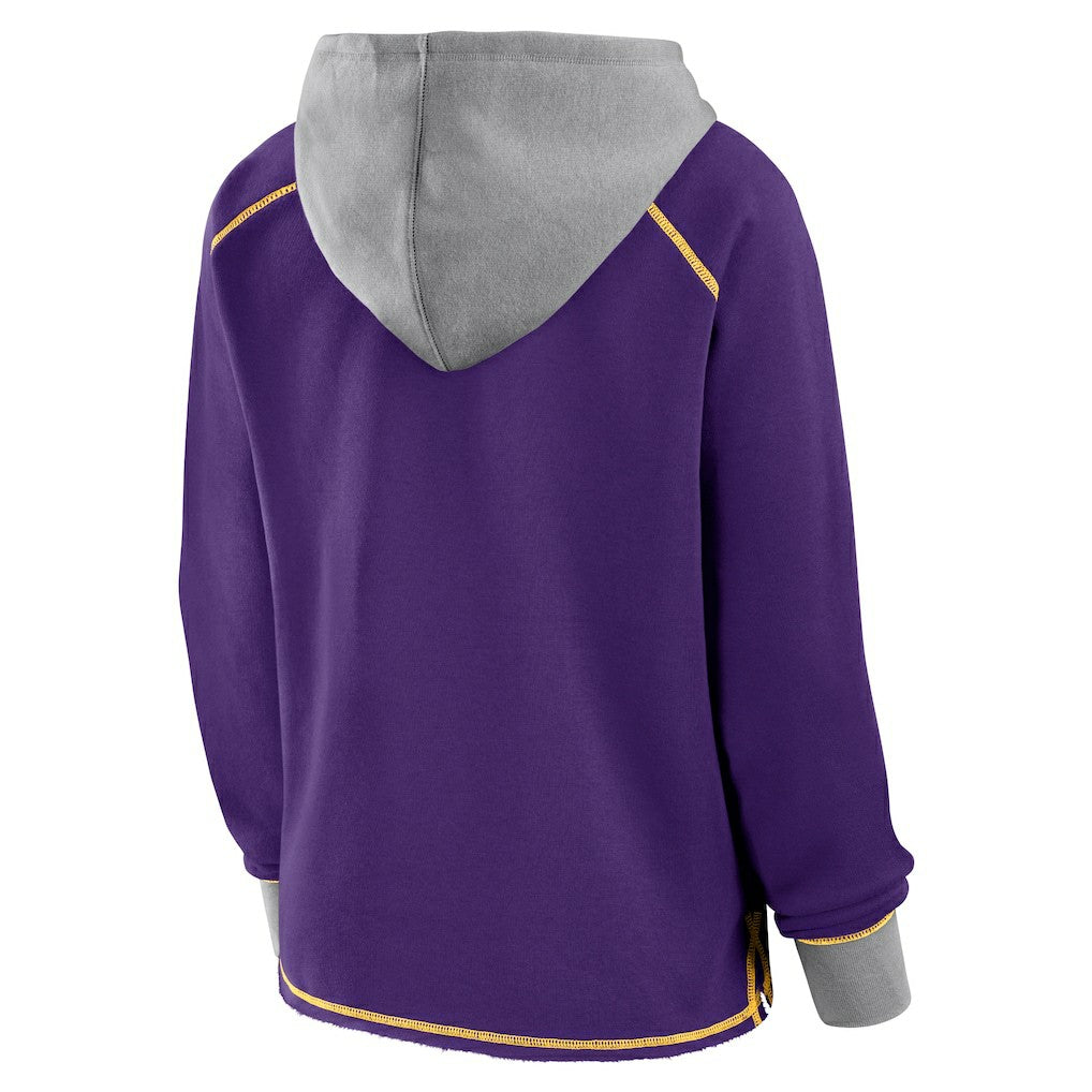 Logo Athletic Women's Boom Fleece Pullover V-Neck Hoodie - Minnesota Vikings