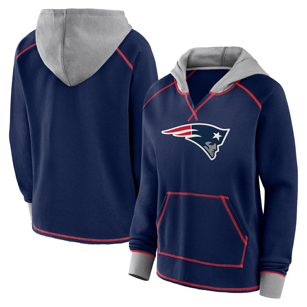 Logo Athletic Women's Boom Fleece Pullover V-Neck Hoodie - New England Patriots