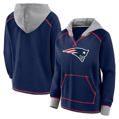 Logo Athletic Women's Boom Fleece Pullover V-Neck Hoodie - New England Patriots