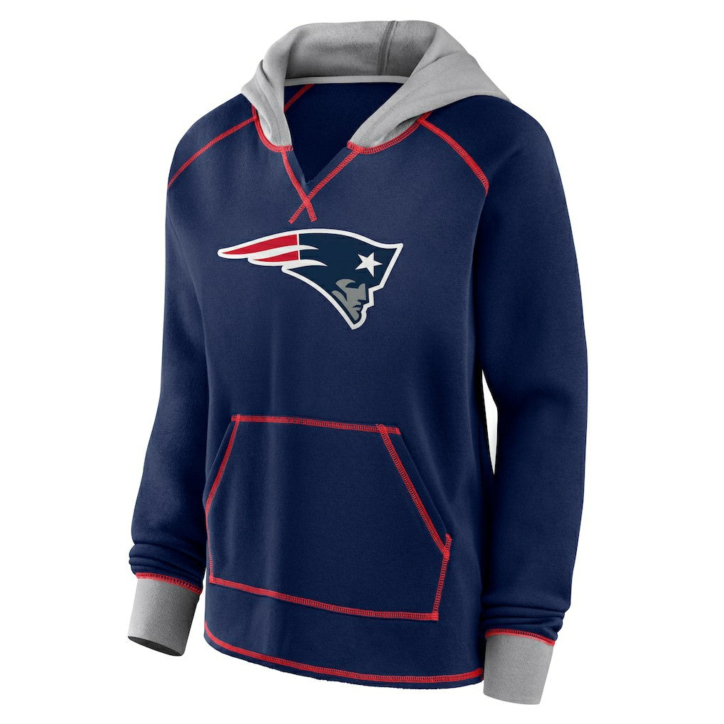 Logo Athletic Women's Boom Fleece Pullover V-Neck Hoodie - New England Patriots
