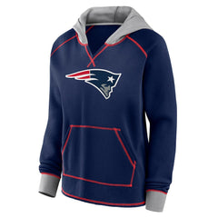 Logo Athletic Women's Boom Fleece Pullover V-Neck Hoodie - New England Patriots