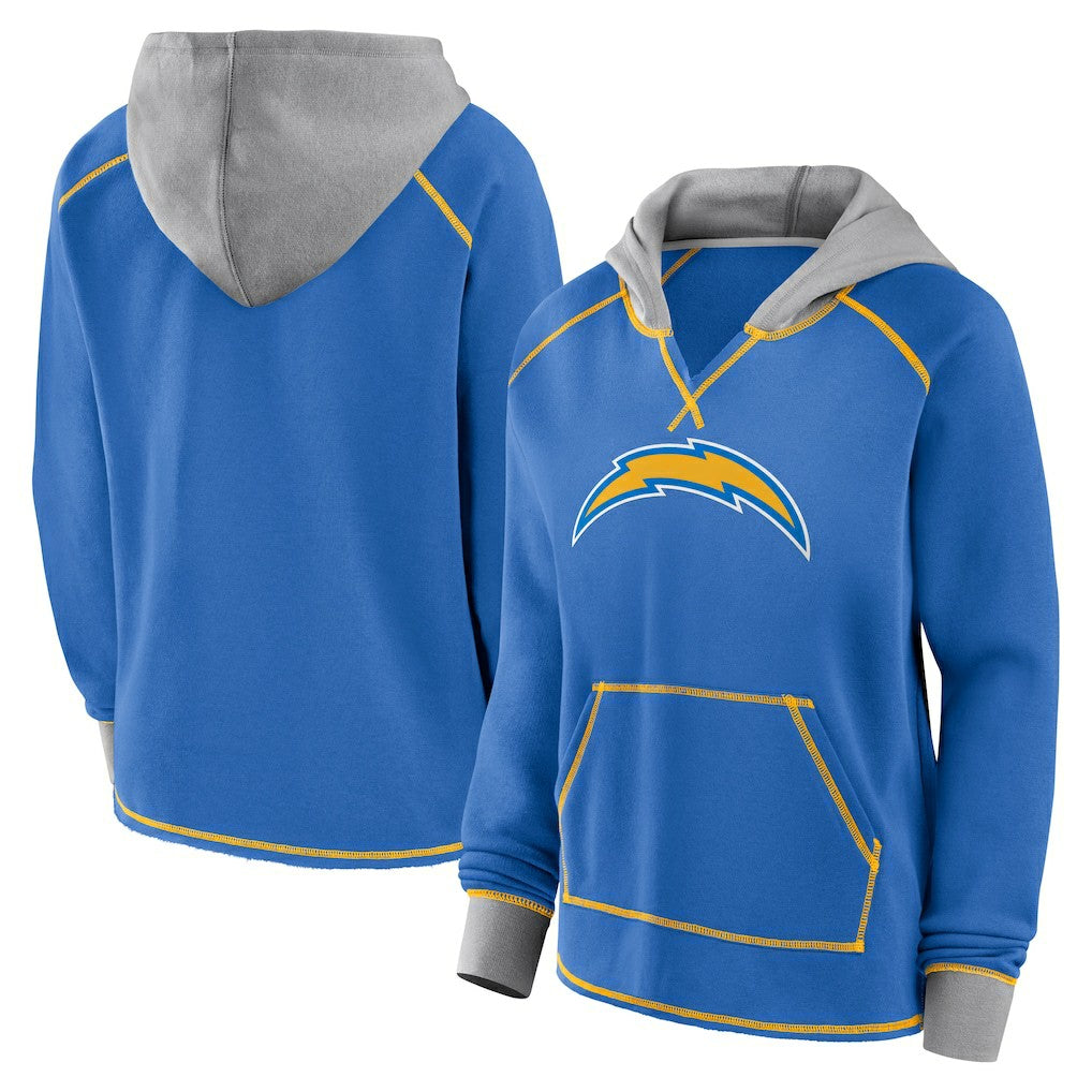 Logo Athletic Women's Boom Fleece Pullover V-Neck Hoodie - Los Angeles Chargers