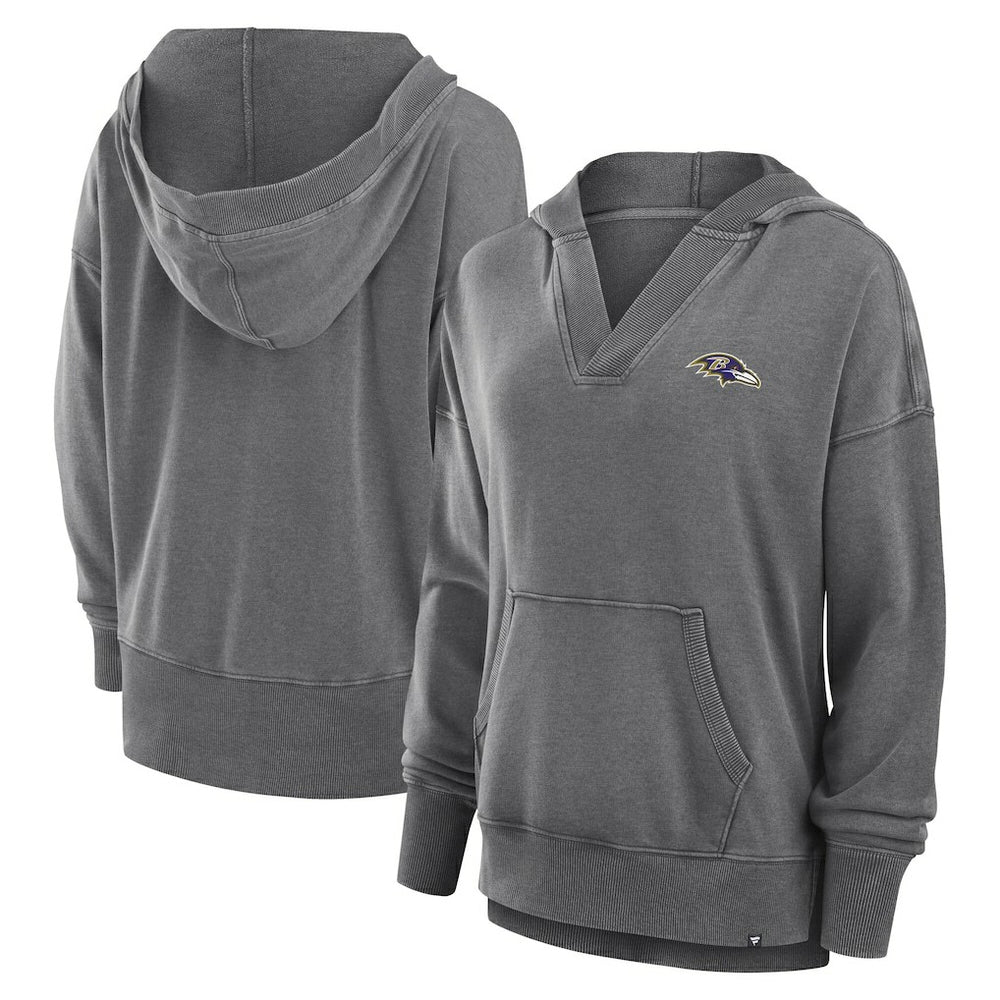 Women's Initiative Snow Wash French Terry V-Neck Pullover Hoodie - Baltimore Ravens