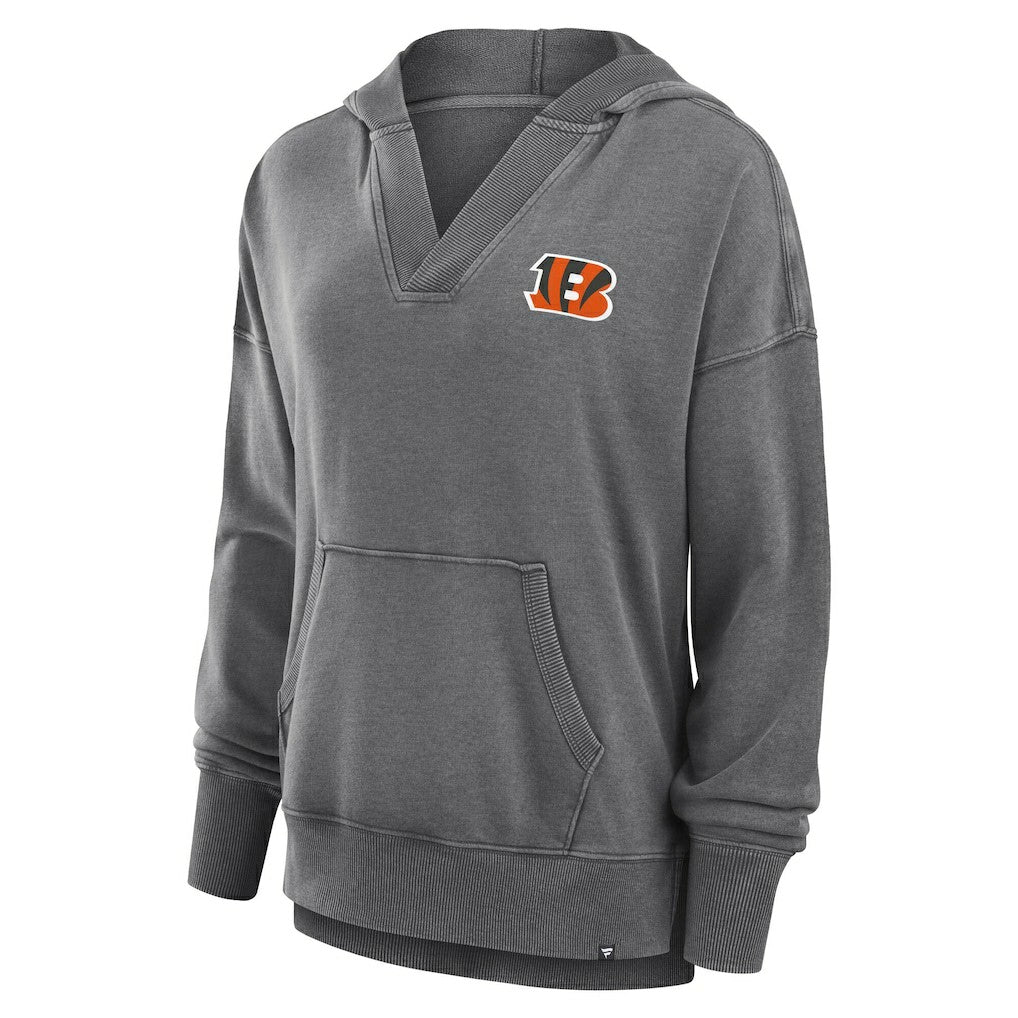 Women's Initiative Snow Wash French Terry V-Neck Pullover Hoodie - Cincinnati Bengals