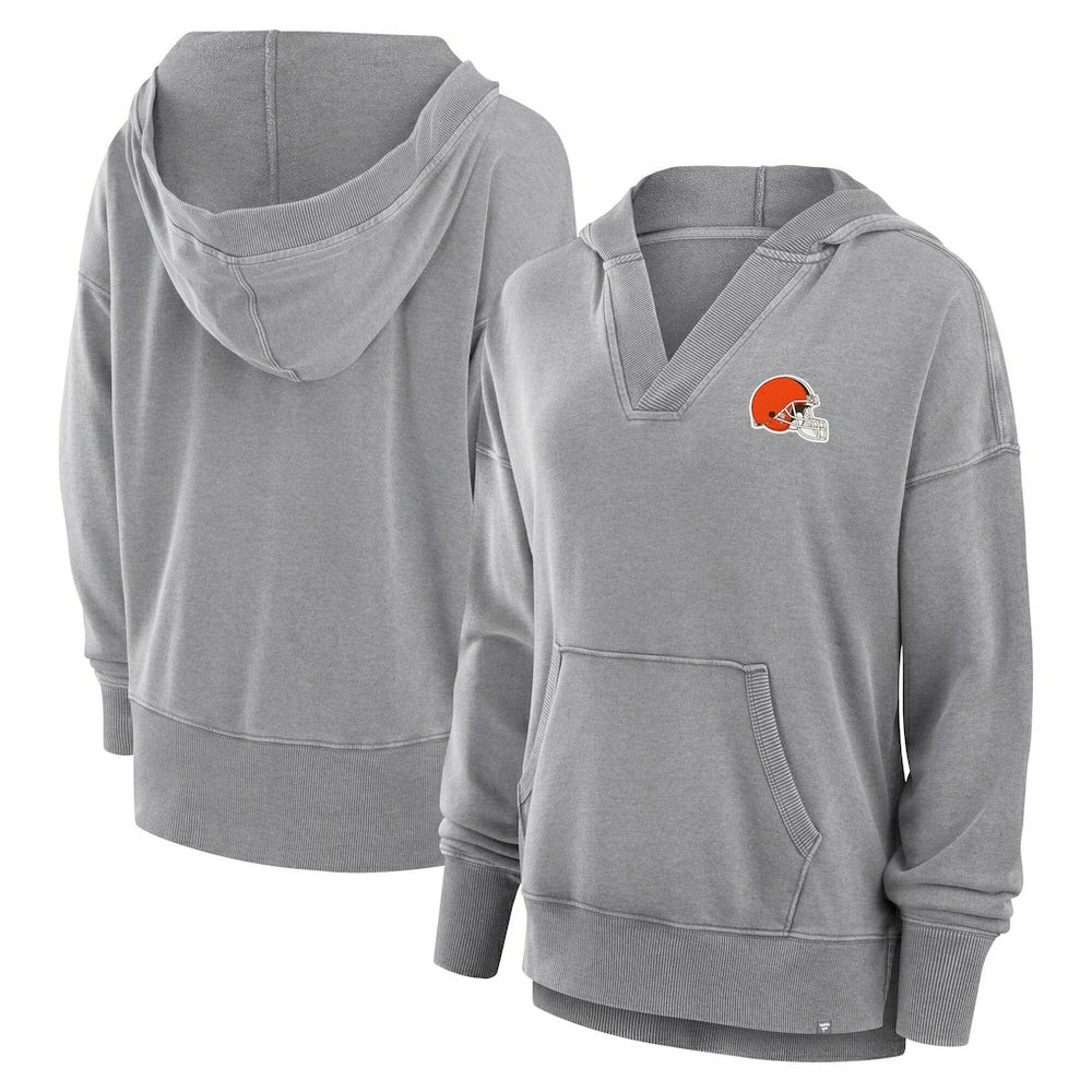 Women's Initiative Snow Wash French Terry V-Neck Pullover Hoodie - Cleveland Browns