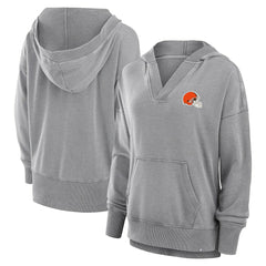 Women's Initiative Snow Wash French Terry V-Neck Pullover Hoodie - Cleveland Browns