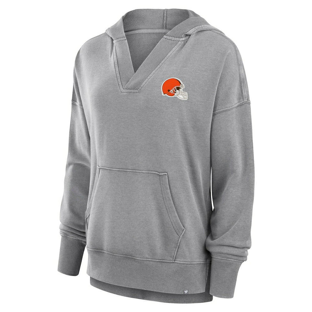 Women's Initiative Snow Wash French Terry V-Neck Pullover Hoodie - Cleveland Browns