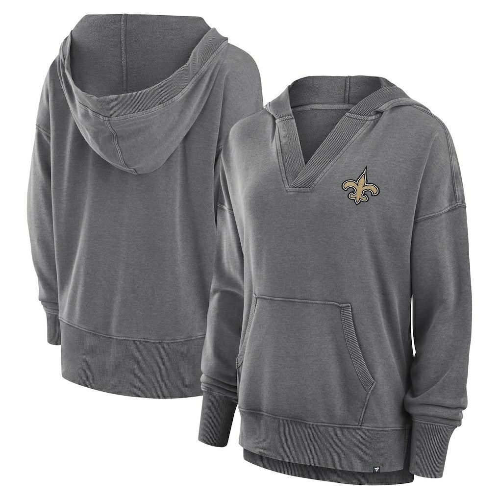 Women's Initiative Snow Wash French Terry V-Neck Pullover Hoodie - New Orleans Saints