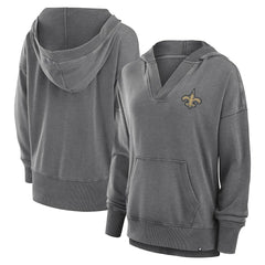Women's Initiative Snow Wash French Terry V-Neck Pullover Hoodie - New Orleans Saints
