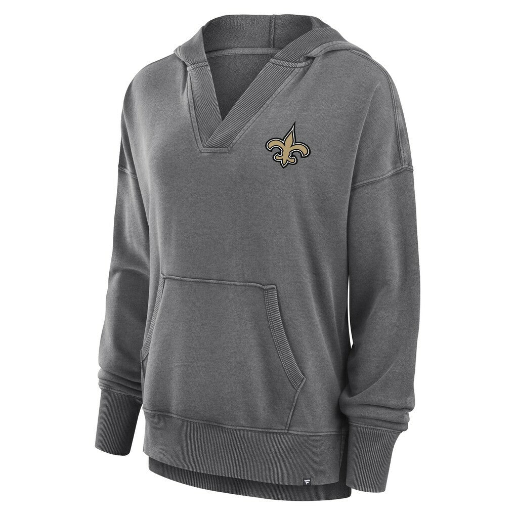 Women's Initiative Snow Wash French Terry V-Neck Pullover Hoodie - New Orleans Saints