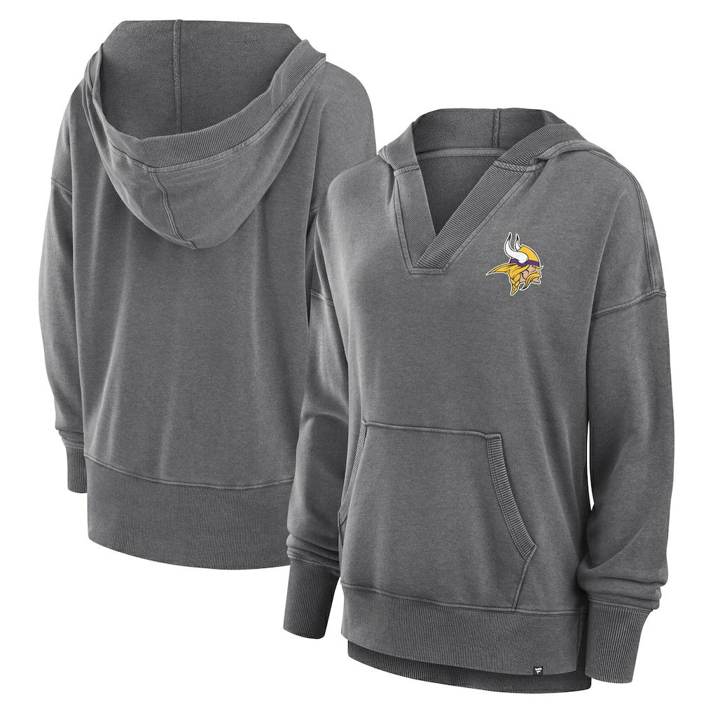 Women's Initiative Snow Wash French Terry V-Neck Pullover Hoodie - Minnesota Vikings