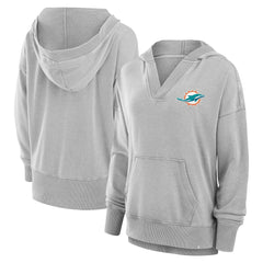 Women's Initiative Snow Wash French Terry V-Neck Pullover Hoodie - Miami Dolphins