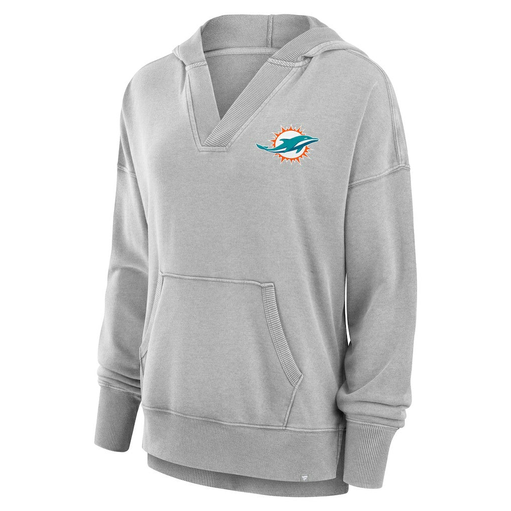 Women's Initiative Snow Wash French Terry V-Neck Pullover Hoodie - Miami Dolphins
